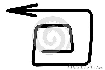 Arrow square. Sketch. Black pointer twists around the square and points to the left. Illustration Vector Illustration
