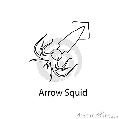 arrow squid icon. Element of marine life for mobile concept and web apps. Thin line arrow squid icon can be used for web and mobil Stock Photo