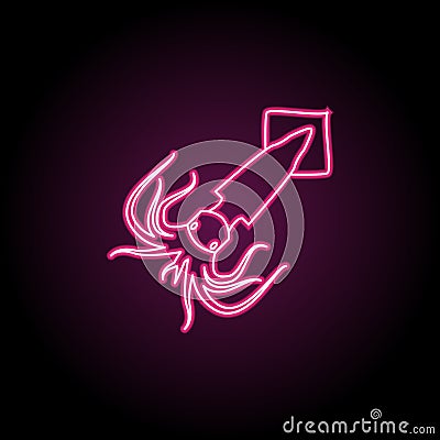 Arrow squid neon icon. Simple thin line, outline vector of fish icons for ui and ux, website or mobile application Stock Photo