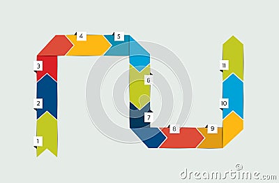 Arrow step by step presentation, scheme, chart. Connected text bubbles. Vector Illustration