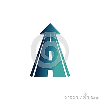 Arrow straight asphalt road gradient icon Vector Illustration