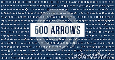 500 arrow symbols huge set of different shapes styles and concepts, cursors for icons or logo creation, single color monochrome Vector Illustration
