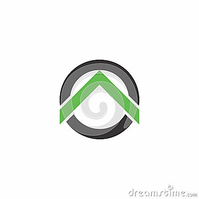 Arrow triangle green mountain circle logo vector Vector Illustration