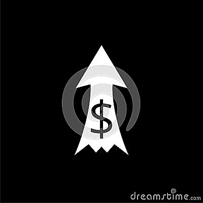 Arrow up, dollar icon. Element of finance illustration isolated on black background Vector Illustration