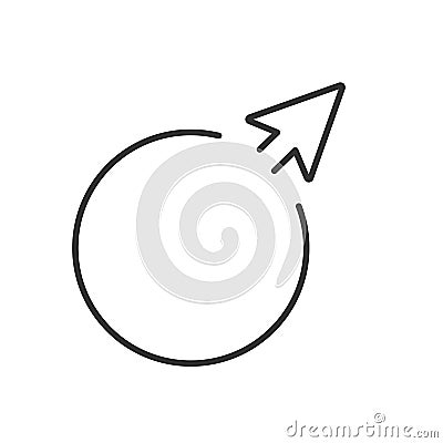 Arrow Up Right out of circle. Vector illustration style is flat iconic symbol inside a circle, black color, transparent background Cartoon Illustration