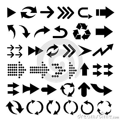 Arrow vector 3d button icon set black color on white background. Vector Illustration