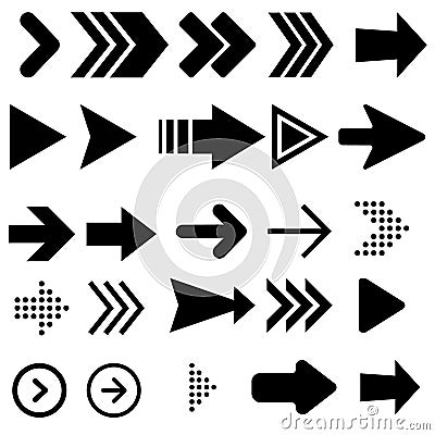 Arrow vector icon set. Cursor illustration sign collection. back, next, previos symbol. Vector Illustration