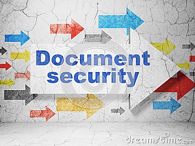 Arrow whis Document Security on grunge wall Stock Photo