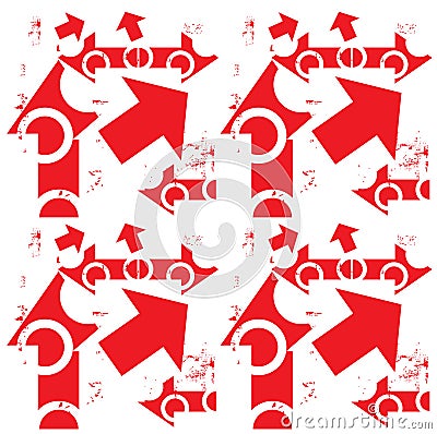 Arrow white & grunge on red seamless pattern Stock Photo