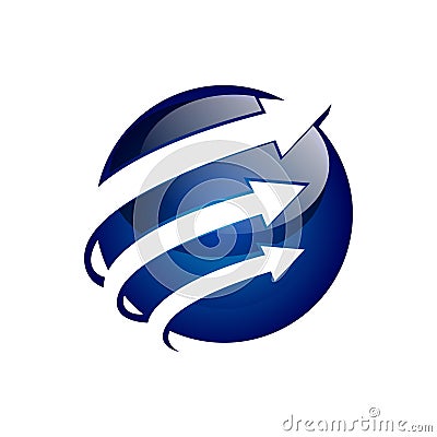 Arrows Ball Shiny Circle Tech Internet Logo Vector Illustration