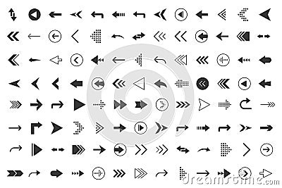 Arrows big black set icons. Arrow icon. Arrows for web design, mobile apps, interface and more. stock vector. Vector Illustration