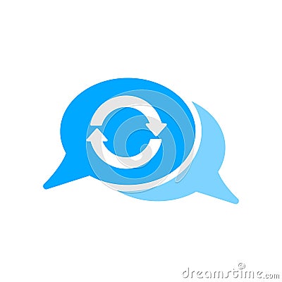 Arrows bubble chat message refresh sync icon Vector Illustration
