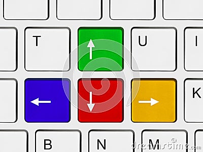 Arrows buttons on computer keyboard Stock Photo