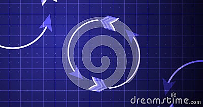 Arrows in a circular loop moving. Recycle reuse concept for digital data. Stock Photo
