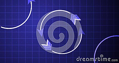Arrows in a circular loop moving. Recycle reuse concept for digital data. Stock Photo