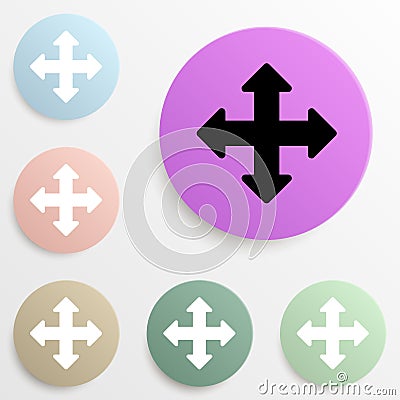 arrows on the cross badge color set. Simple glyph, flat vector of web icons for ui and ux, website or mobile application Stock Photo