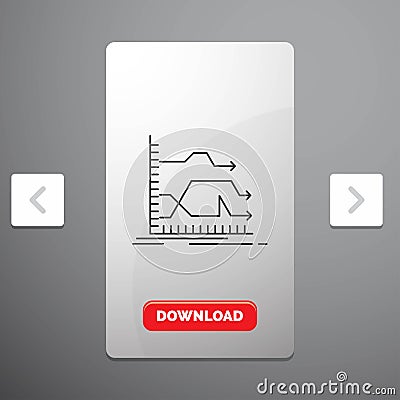 Arrows, forward, graph, market, prediction Line Icon in Carousal Pagination Slider Design & Red Download Button Vector Illustration