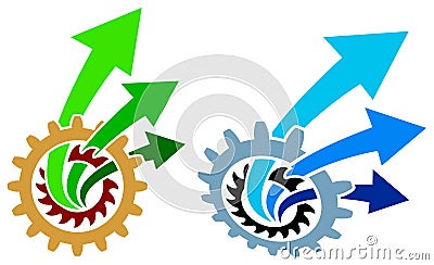 Arrows with gears Vector Illustration