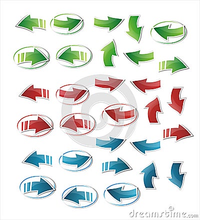 Arrows in the green, red and blue color Stock Photo