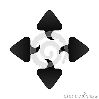 The arrows indicate the direction to the right, left, up, down. Black flat arrows Pointers Set Vector Illustration