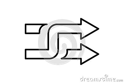 Arrows with intersection icon. Shuffle line icon. Random symbol. Vector isolated on white background. EPS 10 Vector Illustration