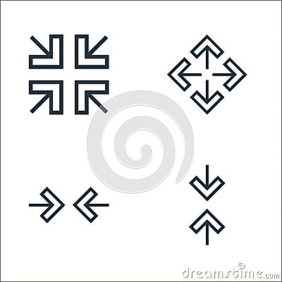 arrows line icons. linear set. quality vector line set such as collapse, collapse, expand Vector Illustration