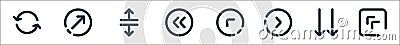 arrows line icons. linear set. quality vector line set such as diagonal arrow, down arrow, right arrow, diagonal left resize, Vector Illustration