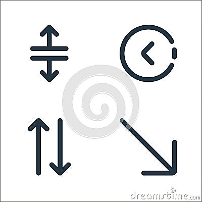 arrows line icons. linear set. quality vector line set such as diagonal arrow, sort, left arrow Vector Illustration