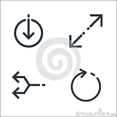 Arrows line icons. linear set. quality vector line set such as refresh, junction, expand arrows Vector Illustration