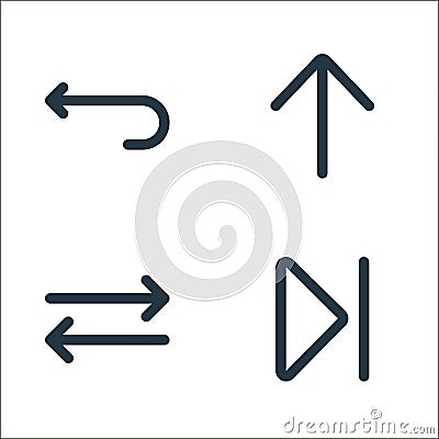 arrows line icons. linear set. quality vector line set such as skip, switch, up arrow Vector Illustration