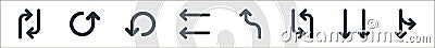 arrows line icons. linear set. quality vector line set such as turn right, arrow down, reload, turn, turn left, down, up Vector Illustration