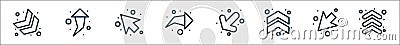 Arrows line icons. linear set. quality vector line set such as up arrows, down left arrow, up chevron, down left arrow, arrow Vector Illustration