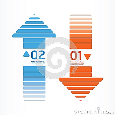 arrows line orange and blue color / can be used for infographics / numbered banners / graphic or website layout vector Vector Illustration