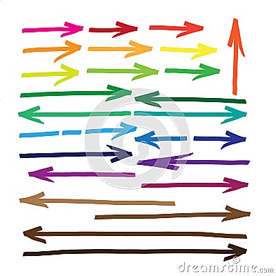 Arrows. Marker drawing series in Vector Format. Color can be changed by one click Vector Illustration