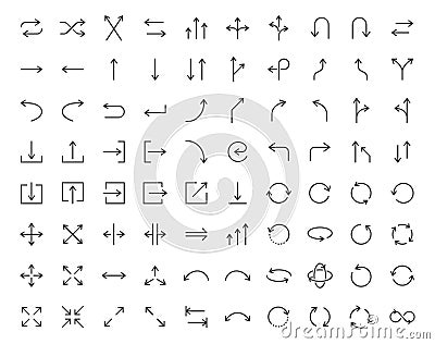Arrows Minimal Line Icon. Vector Illustration Flat style. Included Icons as Traffic Direction, Rotate, Refresh, Download Vector Illustration