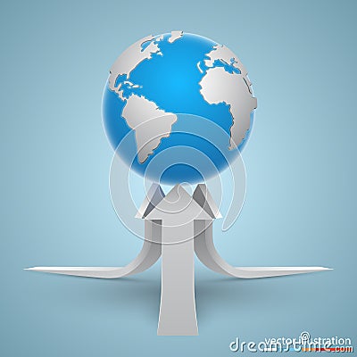 Arrows on the planet. Vector Vector Illustration