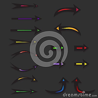 Arrows-pointers-bright-glowing-neon Vector Illustration