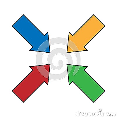 Arrows pointing in, colourful marker, vector illustration Vector Illustration