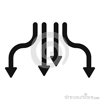 Arrows pointing down representing converging data flow Stock Photo