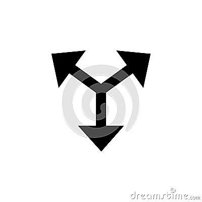 Arrows in three direction icon. Simple glyph vector for UI and UX, website or mobile application Stock Photo