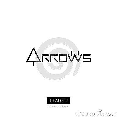 Arrows - vector logo with cursor. Original lettering with arows. Vector Illustration