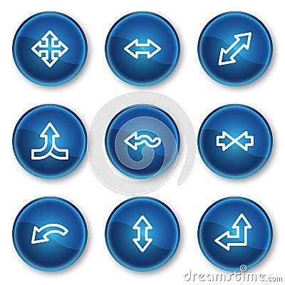 Arrows web icons set 2, blue circle buttons Vector Illustration