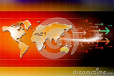 Arrows and world map Stock Photo