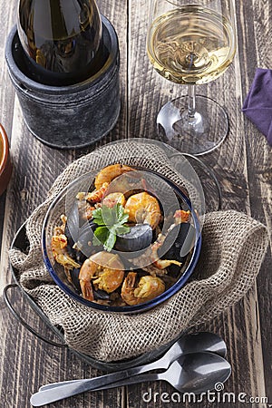 Arroz de marisco portugese paella seafood dish Stock Photo