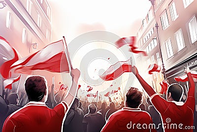 Arsenal FC soccer club winning champions league champion cup Generative AI Cartoon Illustration