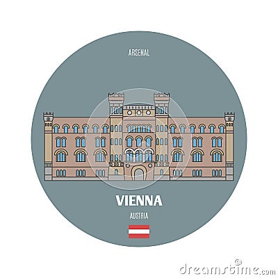 Arsenal in Vienna, Austria. Architectural symbols of European cities Vector Illustration