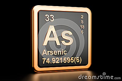 Arsenic As chemical element. 3D rendering Stock Photo