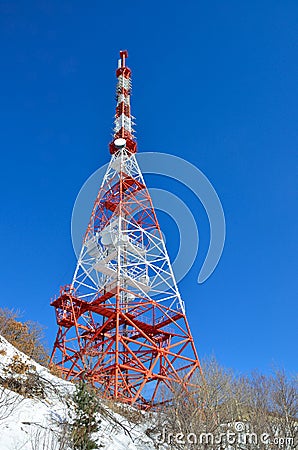 Arsenyev, Russia, January, 28, 2017. The communication object of digital terrestrial television in Arsenyev Editorial Stock Photo