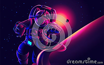 Astronaut in space illustration Vector Illustration