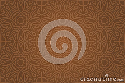 Art with abstract brown tribal seamless pattern Vector Illustration